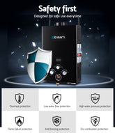 Devanti Portable Gas Water Heater 8L/Min With Pump LPG System Black